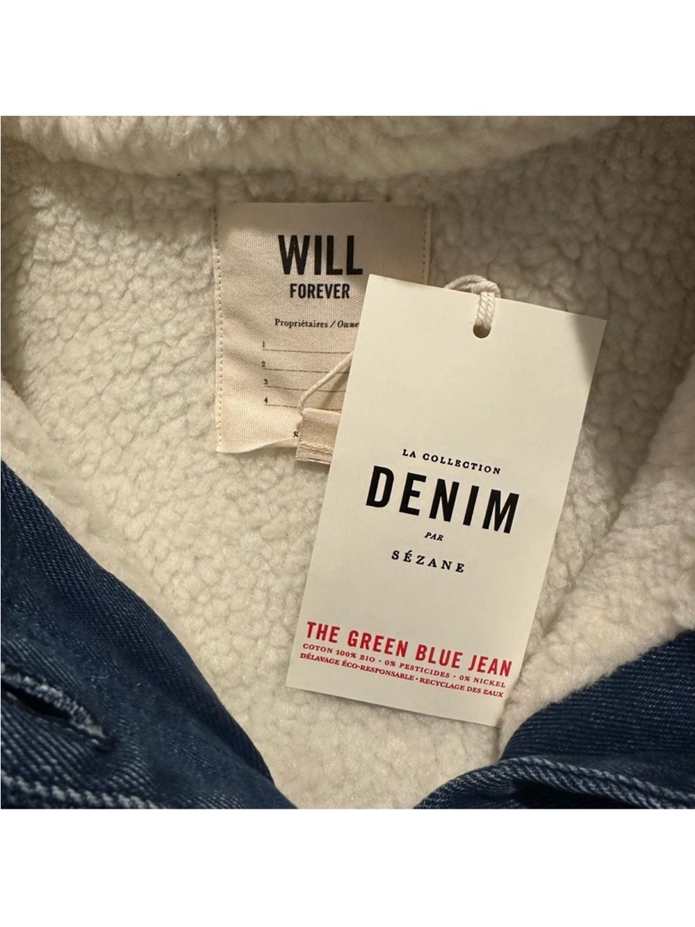 Sezane | Jacket | Will Jacket Indigo Faux Sheepskin Collar - Picture 9 of 14